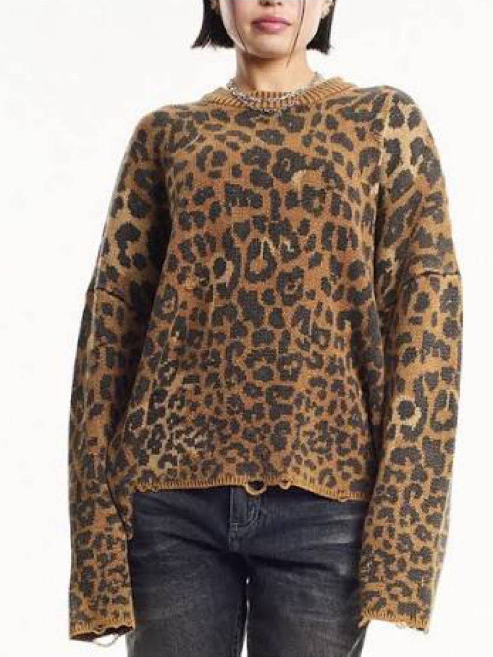 The Ragged Priest Leopard Print Distressed Tina Knit Sweater - Picture 2 of 10